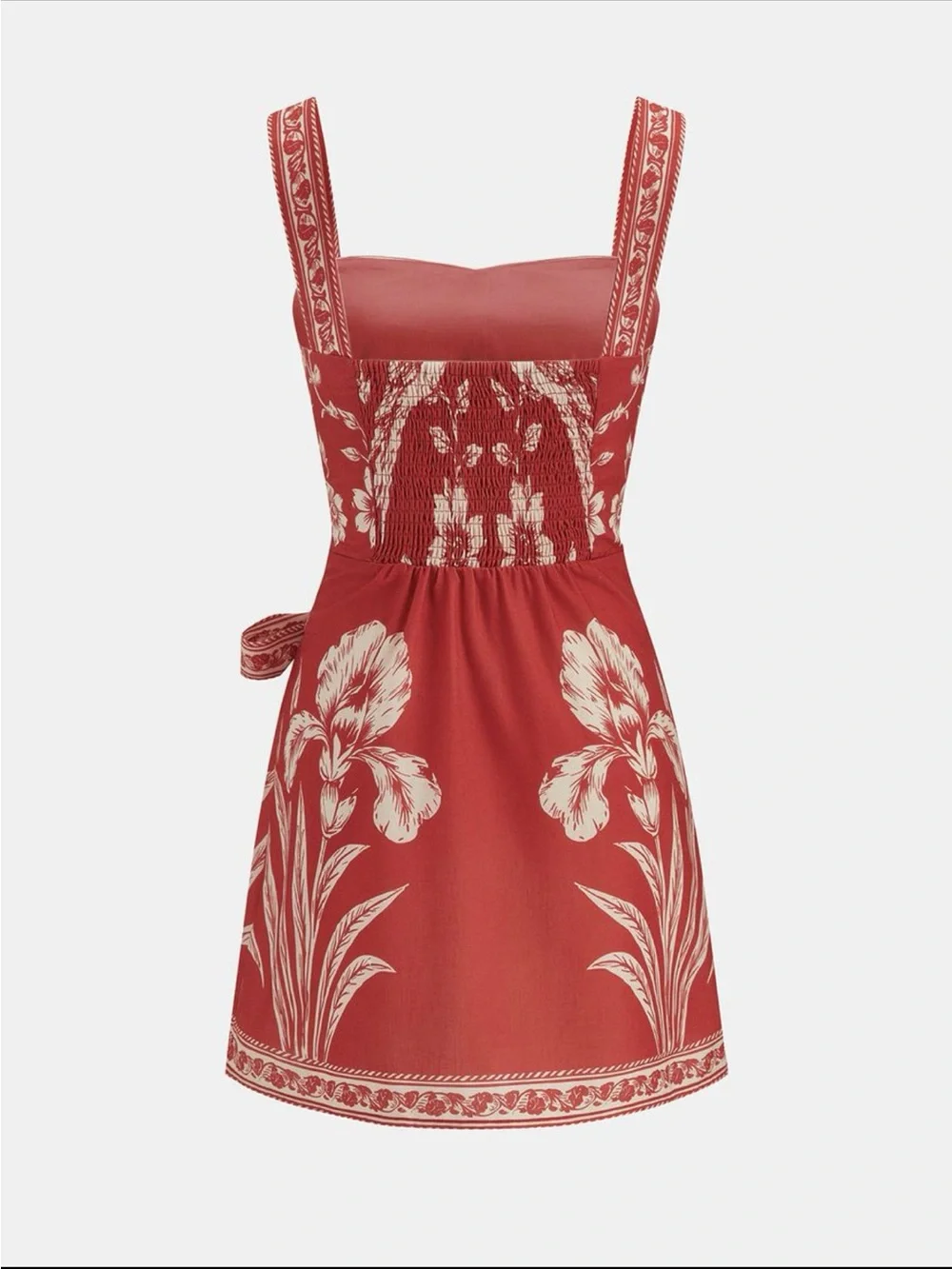 Commense Red Floral & Bird Print Mini Wrap Dress - Picture 2 of 3